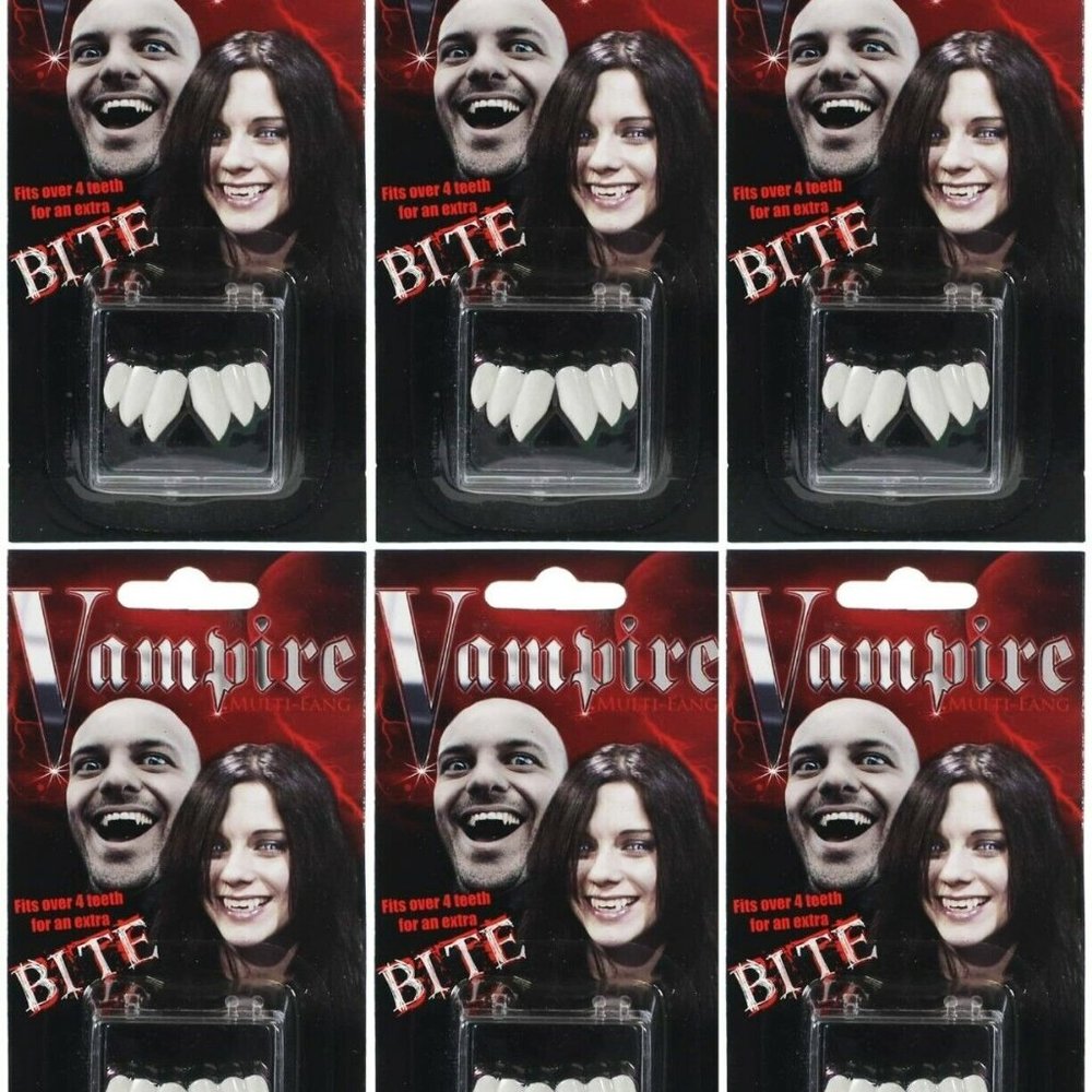 6 Pack Authentic Billy Bob Vampire Fangs Multi-Bite Fang Costume Teeth